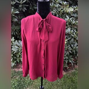 Forever 21 Rich Red Blouse with Bow Detail